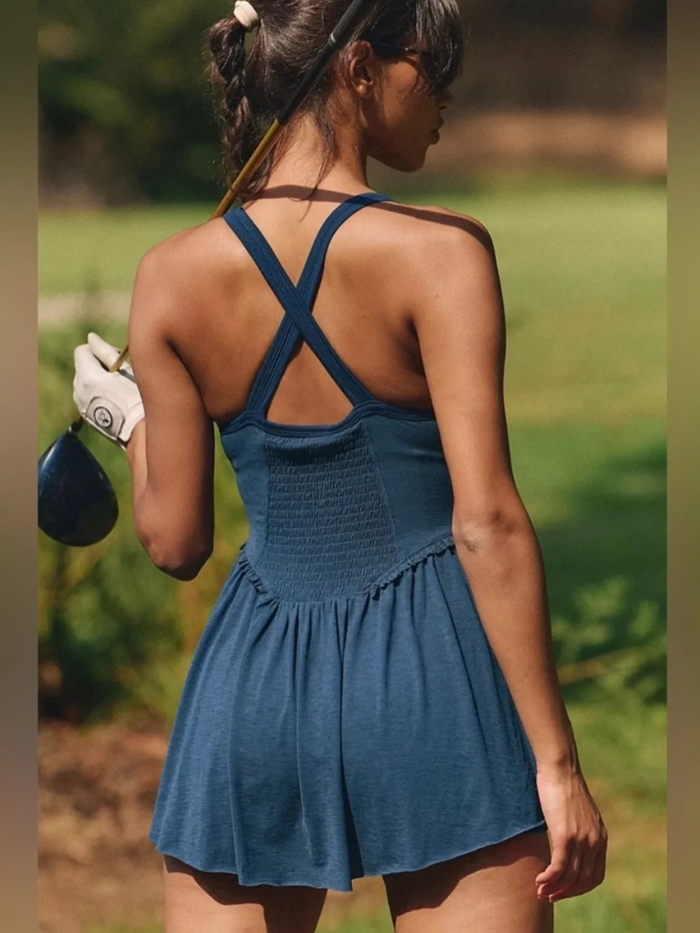 Free People Smockin Hot Dress Mini Workout Exercise Midnight Navy XS NEW NWT